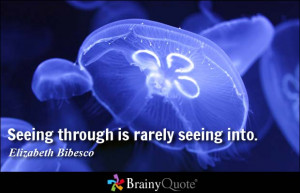 Seeing through is rarely seeing into. - Elizabeth Bibesco at ...