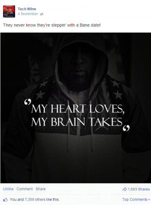 Tech N9ne has posted my work on his Facebook and Instagram accounts ...