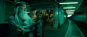 Albus Dumbledore picks up Harry Potter in Surbiton Station