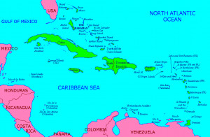Map of Caribbean Islands and Bermuda
