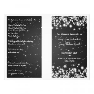 Winter Wedding Program Elegant Wedding Program Winter Sparkle Black ...