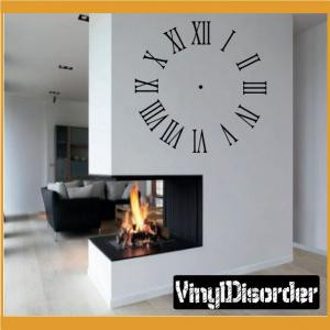 clocks roman numerals Clock Faces Face Vinyl Wall Decal Mural Quotes ...
