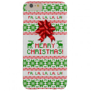 Christmas Ugly Christmas Sweater Red Green Bow Barely There iPhone 6 ...