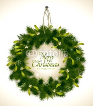 natural christmas wreath with fir and mistletoe by Anja Kaiser