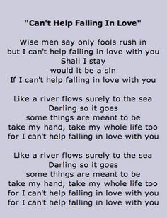Lyrics to Can't Help Falling In Love- Elvis Presley - Lyrics go on ...