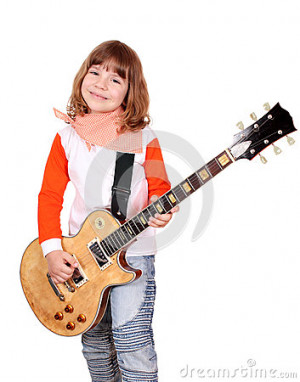 Little Girl Playing Electric Guitar Little girl play electric guitar