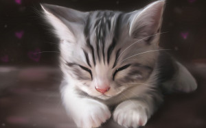 アート水彩画、かわいい猫の睡眠 壁紙 - 1920x1200