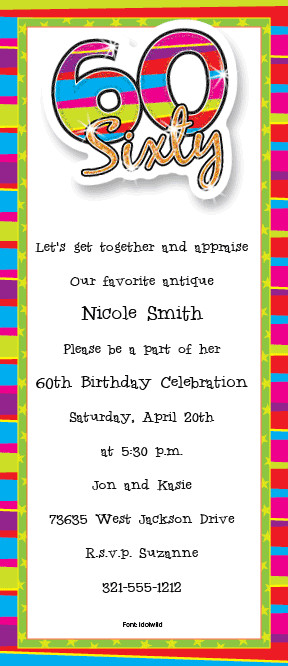 60th birthday invitations index of