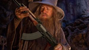 Gandalf with an AK-47 Wallpaper