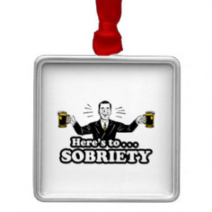 Here's To Sobriety - Funny Drinking Design Square Metal Christmas ...