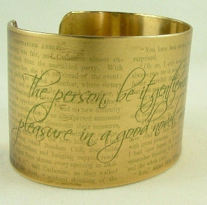 Jane Austen Literature Quote from Northanger Abbey Brass Cuff Bracelet ...