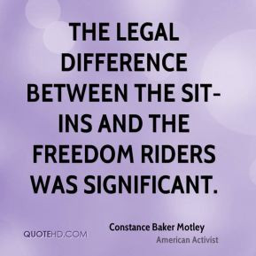 The legal difference between the sit-ins and the Freedom Riders was ...