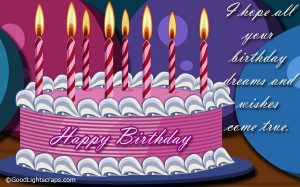 nice looking birthday cake with candles with a nice birthday quotes