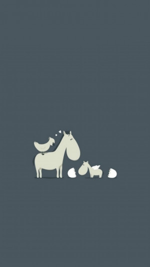Cute Cartoon Horses and Bird iPhone 5 / 5S / 5C Wallpaper