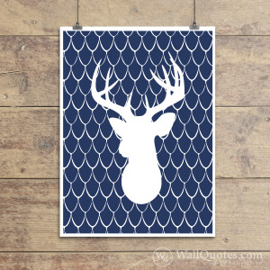Deer Silhouette Scales Wall Quotes™ Giclée Art Print Navy
