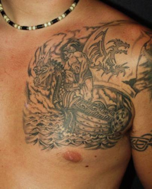 Man in Dragon Boat Fantasy Tattoo