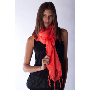 Love Quotes Scarf With Knotted Fringe In Coral Reef - Dresses, Women's ...