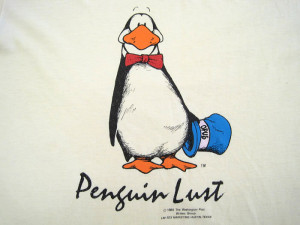 about PENGUIN LUST!! 1984 vintage OPUS BLOOM COUNTY T SHIRT small