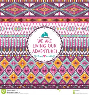 ... tribal pattern with geometric elements and quotes typographic text