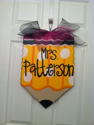 Wooden Pencil Door Hanger Teacher Door Hanger by GoatsandGlitter, $30 ...