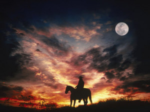 Silhouette of Cowboy on Horse, Arizona