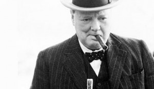 Churchill over white background cigar