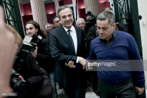 greek prime minister antonis samaras delivers his statement to the