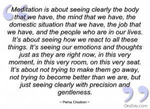 meditation is about seeing clearly the pema chodron