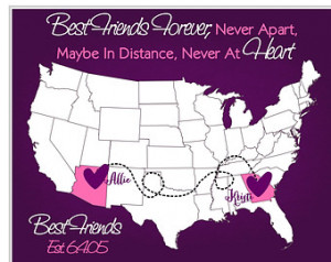 Long Distance: Personalized Map Gift For Sister Bestfriend Cousin ...