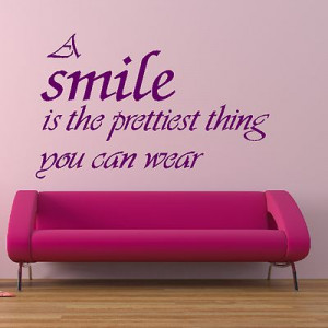 Prettiest Smile Quote Woman Wall Sticker Art Home Decoration Design ...