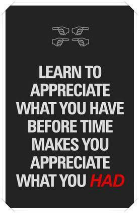 learn to appreciate what you have