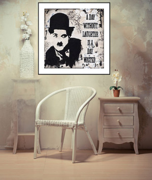Charlie Chaplin Quote about Laughter, Mixed media painting ...
