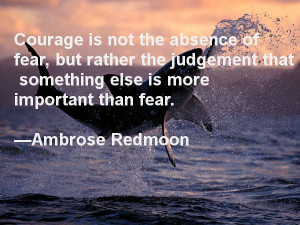 Courage is not the absence of fear, but rather the judgement that ...