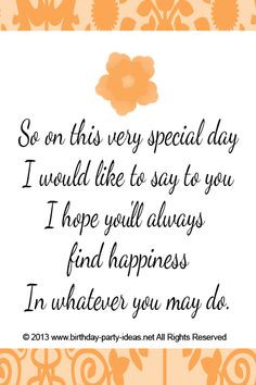 So on this very special day I would like to say to you I hope you'll ...