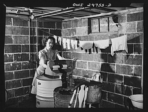 Point Pleasant, West Virginia. Washing clothes in the basement of the ...