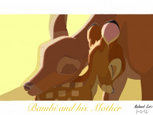 Bambi With His Mother Greydeer