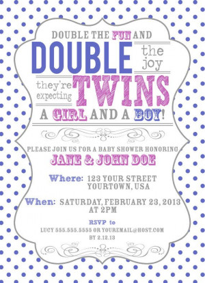 Vintage Inspired Twin Baby Shower Invitation