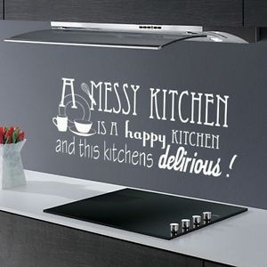 Details about A MESSY KITCHEN... KITCHEN DINING ROOM QUOTE FUNNY WALL ...