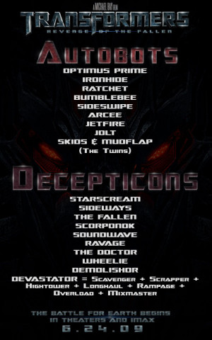 transformers characters list Transformers 2: The Complete Character ...