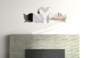 Swan Wall Mirror Sticker (FA-027)