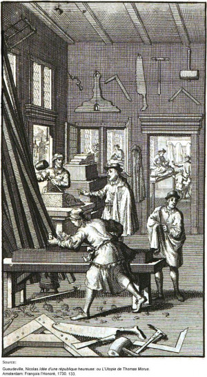 ... plying their trades; from a 1730 French translation of 'Utopia