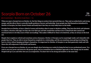 Personality traits of Scorpios born on October 26