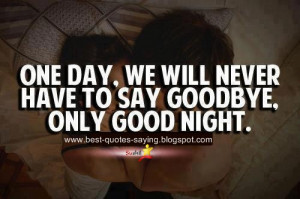 One Day We Will Never Have To Say Good bye only Good Night ...