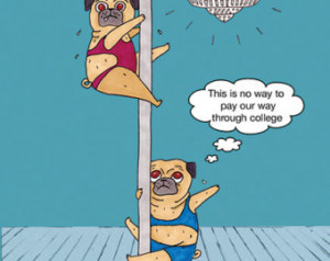 greeting card, funny, quirky, p ole dancing pugs ...