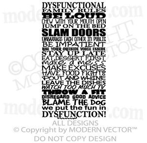 DYSFUNCTIONAL-Family-Rules-Quote-Vinyl-Wall-Decal-Lettering-Family ...