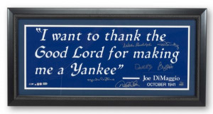NEW YORK YANKEES CAPTAINS SIGNED DIMAGGIO LIMITED EDITION (6/13) QUOTE ...