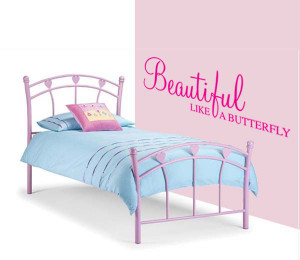 Beautiful like a Butterfly quote above a childs bed wall art decal ...