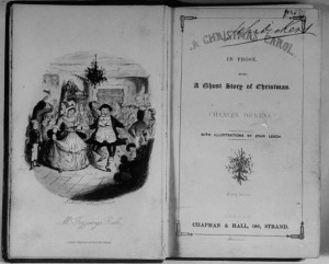 very old copy of A Christmas Carol by Charles Dickens.