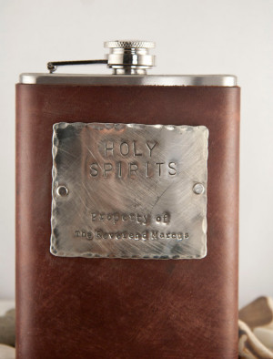 liquor hip flask 6 oz, Distressed Leather, personalized message quote