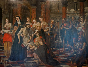St. Elizabeth of Hungary taking care of the sick. Painting by Museo de ...